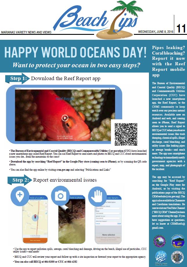 06-08-16 Reef Report - Division of Coastal Resources Management